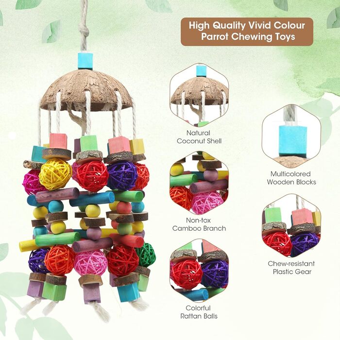 Іграшка для папуг MQUPIN - великий дерев'яний блок для калювання, лазіння та чищення (400 г)