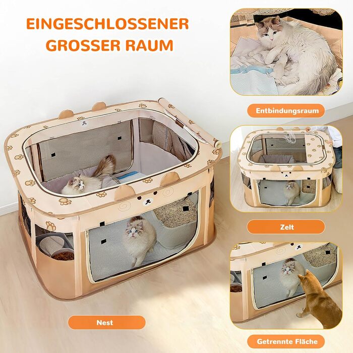 Портативний вольєр для цуценят та котів ALLSOPETS, XXL, для дому, вулиці, подорожей, з сумкою