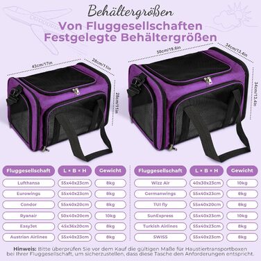 Транспортна сумка для кота та собаки, переноска для собак, складана переноска для котів, портативна переноска для тварин, 5 кг, для середніх собак та котів (Зелений, фіолетовий)