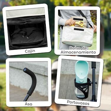 Візок для собак PawHut - блакитний, з розкладним сонцезахисним козирком, зручним килимком та кишенькою для речей