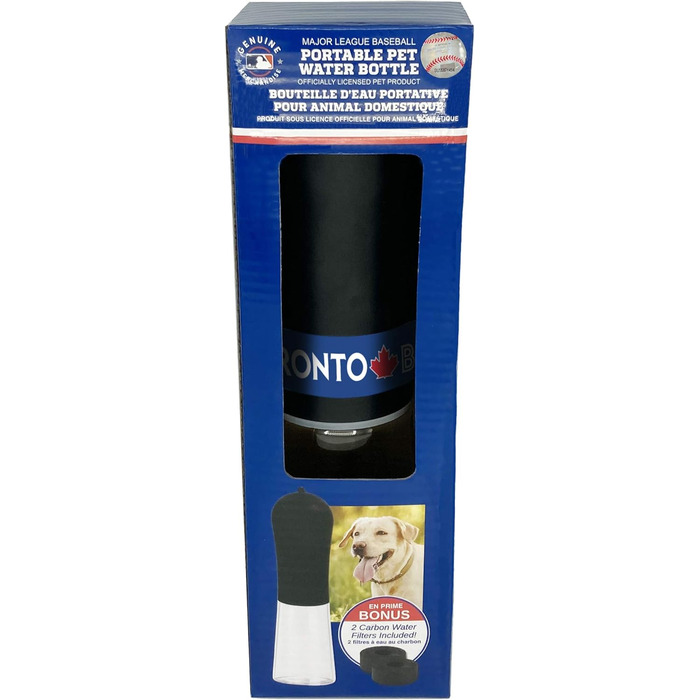 Поїльник для тварин MLB Toronto Blue Jays - пляшка для води для собак та котів, 382.7 г, з 2 вуглецевими фільтрами