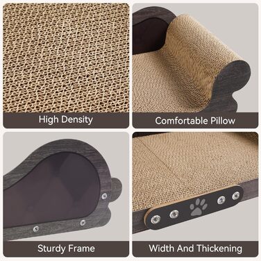 Кігтеточка для котів XXL, 68 см, килимок з дизайном дивану, з щільного гофрокартону для відпочинку та ігор