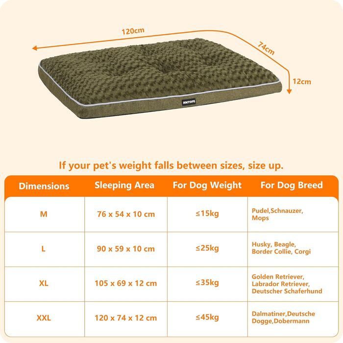 Ортопедичний лежак для собак, двоярусний килимок для собак, зручний лежак для собак, знімний кошик для собак, 90 см для маленьких та середніх собак (120 x 74 x 12 см, оливковий)