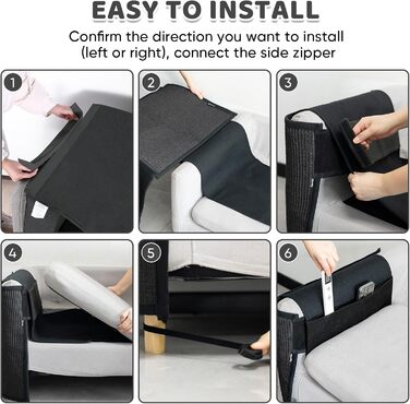 Захист дивану від кігтів котів NATUYA: меблевий захист, легко знімається, не пошкоджує диван (Чорний, Лівий)