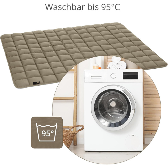 Килимок для собак Pointer 130 x 110 см, м'який та зносостійкий - легко миється до 95°C, захист підлоги та дивану - підходить для використання на вулиці (L - 110x90 см, золотисто-коричневий)