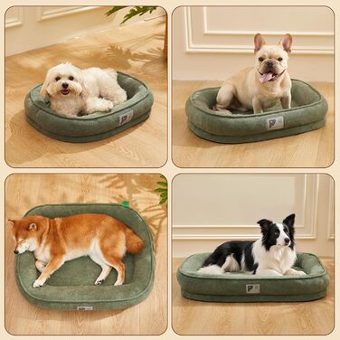 Ортопедичне ліжко для собак маленьких порід, велике (L), зелене Squishmallow, знімний чохол, неслизьке дно, 4 валики для шиї