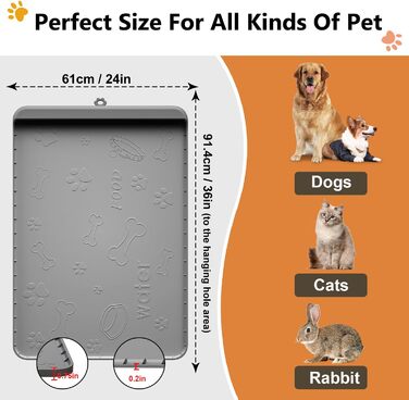 Килимок для годування собак та котів Synvion, водонепроникний, з неслизьким покриттям та високим бортиком, 91x61 см