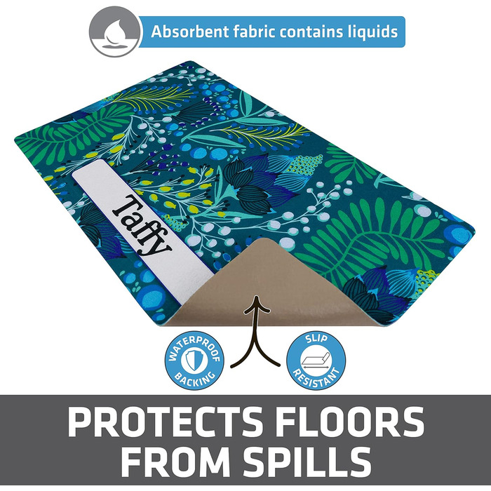 Drymate Килимок для годівлі собак та котів - Персоналізований килимок під миску, з перероблених волокон, машинне прання, 30x60 см, Paw Dots - Чорний Small (30x60 см)