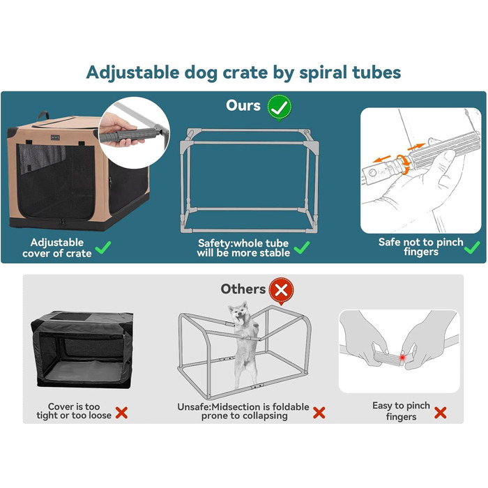 Транспортна переноска для собак Petsfit, складана, для дому, велика, середня, маленька, хакі L