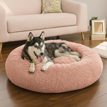 Крісло-гніздо для собак та котів, плюшеве, зручне, 90x90x20 см, рожеве - пудровий рожевий