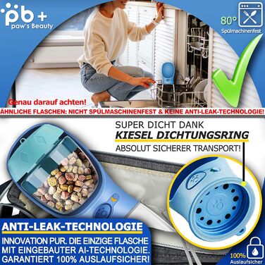 Набір з 2 шт. для собак: велика складана пляшка для води 550 мл + щітка для зубів | Без витоку | Преміум якість