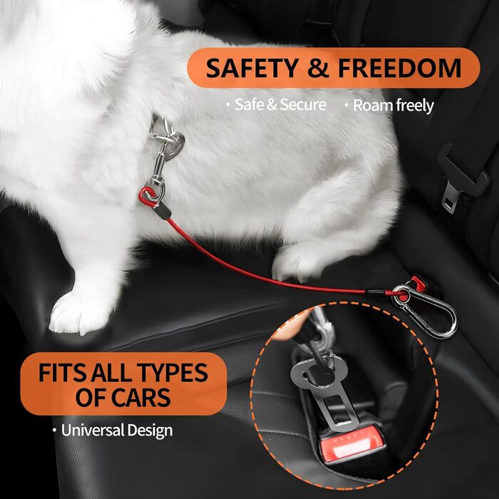 Автомобільний кріплення для собак Libbipaw, 2 шт. – безпечний ремінь для собак, червоний