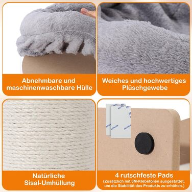 Дряпак для котів Trhillsbrad 81 см з м'ячиком та іграшками, з сизалю