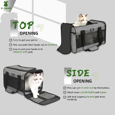 Трансформер для домашніх тварин X-ZONE: переноска для собак та котів, середнього та малого розміру, чорного кольору (44 x 28 x 28 см)