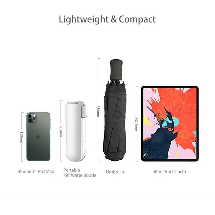 Водяна пляшка для тварин 420 мл, складна, портативна, для котів та собак, біла