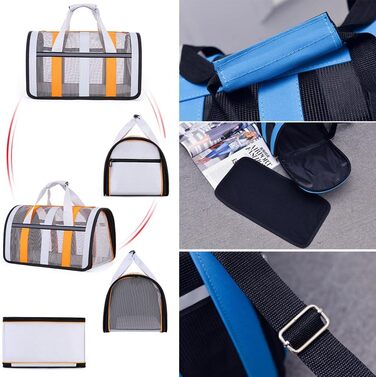 Переносна переносна сумка-переноска для кота з сіткою, складана, рожевого кольору (40x27x24 см)