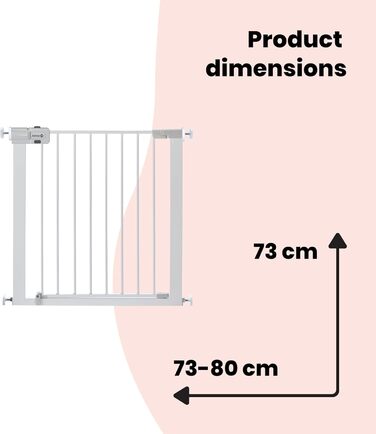 Ворота захисні Safety 1st Auto Close, Treppenschutzgitter без свердління, 73–80 см (розширюється до 136 см), автоматичне закривання, відкривання однією рукою, двостороння фіксація, білий (SecureTech)