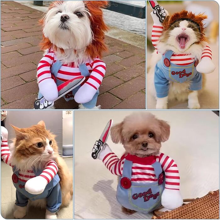 Костюм для собак на Хелловін з курткою та штучним баром, дихаючий, регульований, для свят, вечірок (S)