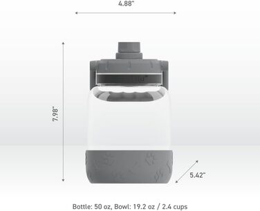 Asobu Barkley - Поїлка з мискою для собак, 1 л, Tritan, сіра | Для піших прогулянок, спорту та фітнесу