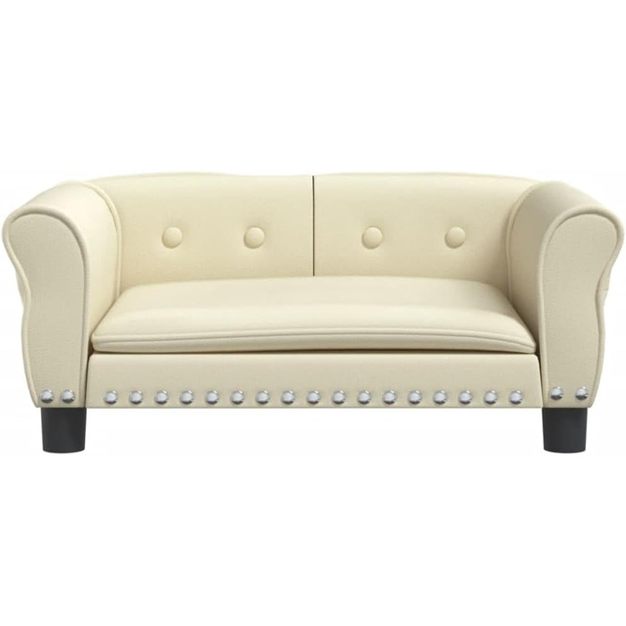 Софа для собак Festnight, ліжко для маленьких собак та котів, м'яка софа з штучної шкіри, 70x45x30 см (кремовий)