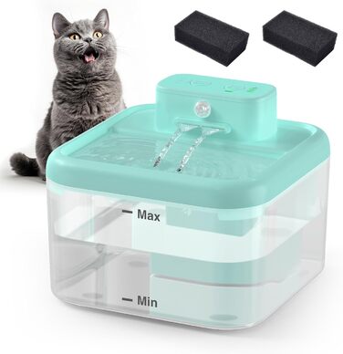 Трубочка для котів RUXAN, 2L, тихий фонтанчик з батарейкою, 2200mAh, з датчиком руху, 3 режими, для котів та собак, білий (блакитний, поліпропілен (PP))