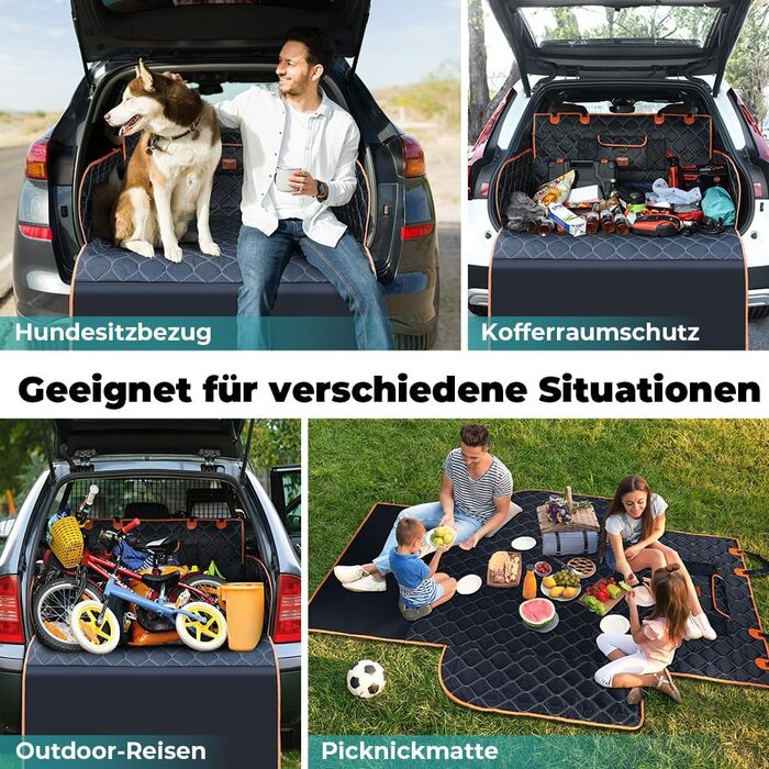 Захисна підстилка для багажника автомобіля KYG для собак, стежка захисна підстилка та ковдра для собак з захистом бокових панелей та краю завантаження – Водонепроникна, стійка до подряпин, для автомобіля та універсалу, Extra Long, 110x215 см