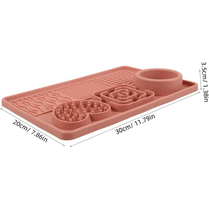 Килимок для собак та котів з силікону з присосками, анти-слизький, для повільного годування, рожевий, великий