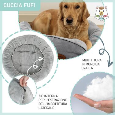 Кругле ліжко для собак та котів Fufi Large, 71 см, з м'якими краями, універсальне, нековзне, знімне, для прання в машині