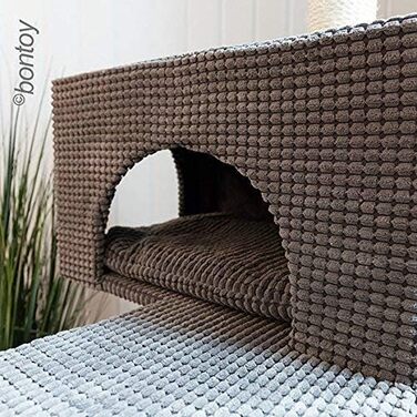 Кігтеточка для котів Phill сіра I 130 см I для літніх котів I стабільна кігтеточка з гніздом та лежанкою