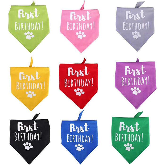 Яскравий бандана на день народження для собак, трикутник, двошаровий, для маленьких, середніх та великих собак (червоний + фруктовий зелений)