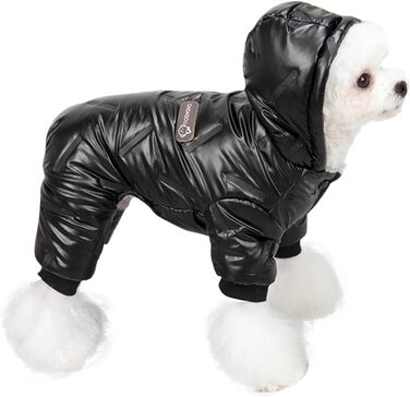 Водонепроникний теплий зимовий одяг для собак Petcute з капюшоном. Куртка-пуховик для маленьких, середніх та великих собак. Чорний колір, розмір M