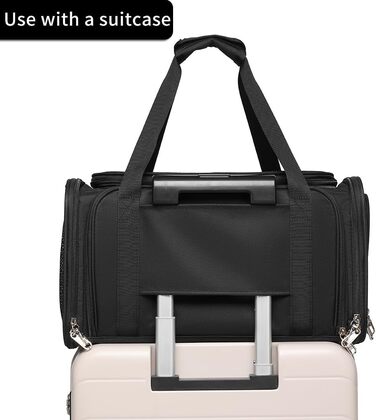 Транспортувальна сумка для котів та маленьких собак, схвалена авіакомпаніями, дихаюча та складна, портативна сумка для подорожей, для бартагам, цуценят, підвісна сумка для тварин (Чорна, розширювана)