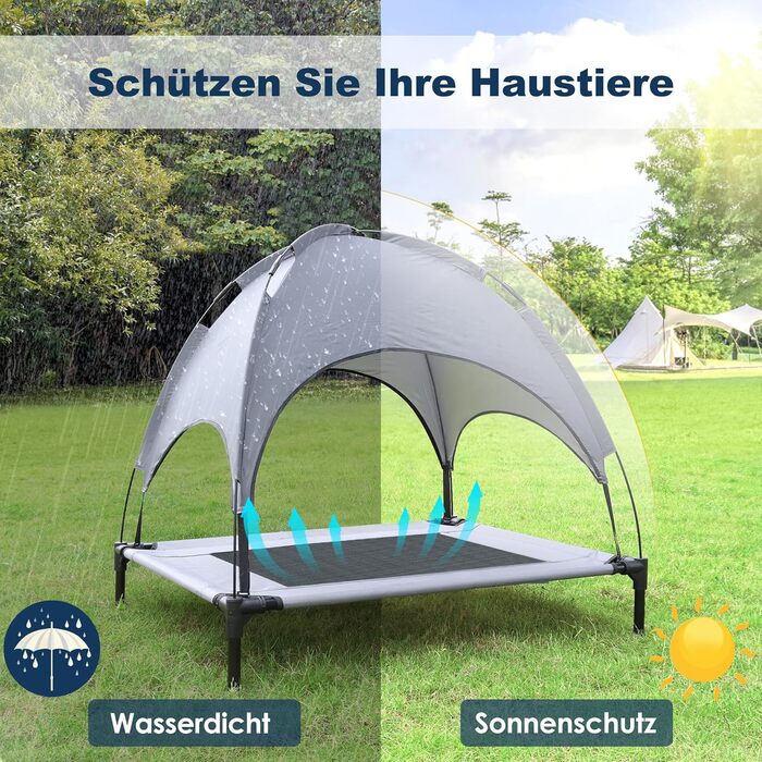 Лежанка для собак з балдахіном, велика (L) 92 x 76 x 92 см, водонепроникна, з дихаючою сіткою