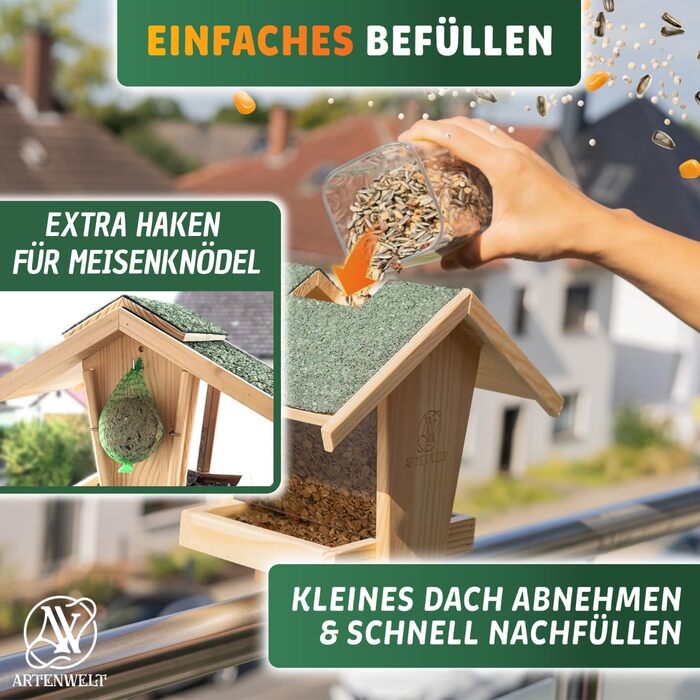Підвісна годівниця для птахів на балкон Vogelhaus, кормушка для птахів, годівниця для зерна, кормовий будиночок для вуличних і диких птахів