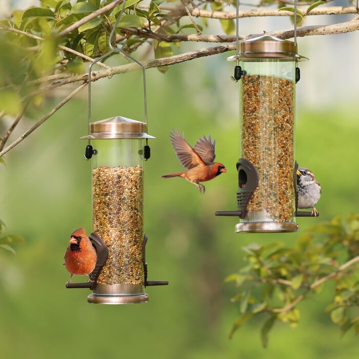 Годівниця для птахів MIXXIDEA з нержавіючої сталі, для саду та двору, 2 шт. (мідь)