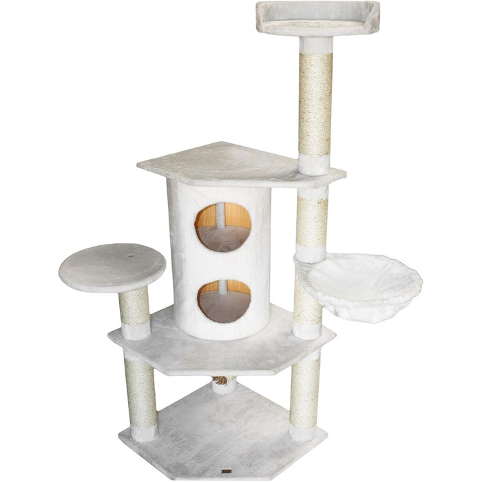 Котячий будиночок з сизалю Bontoy Betty Pro, білий, 65x65x176 см, 12 см стовпчики, для великих котів, стабільний