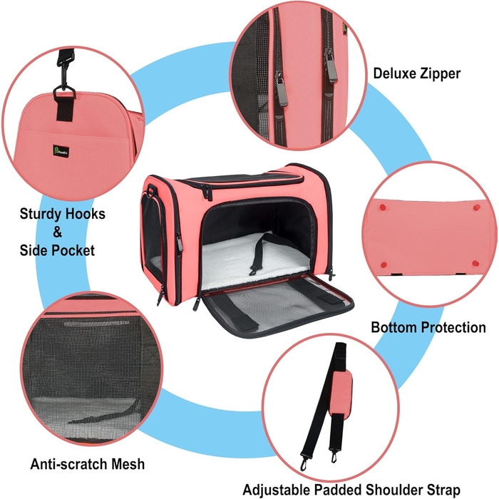 Транспортна переноска для котів та собак, складна, розмір M, Magenta