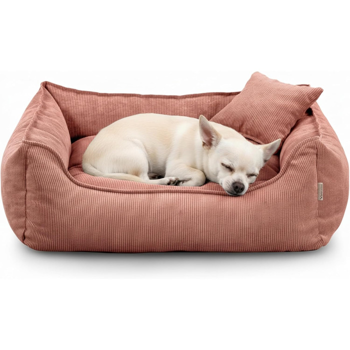 Gutekissen® Lucky: М'яке ліжко для собак – зручне, миється, з поліуретановою начинкою, знімний чохол (персик, XS - 55x40)