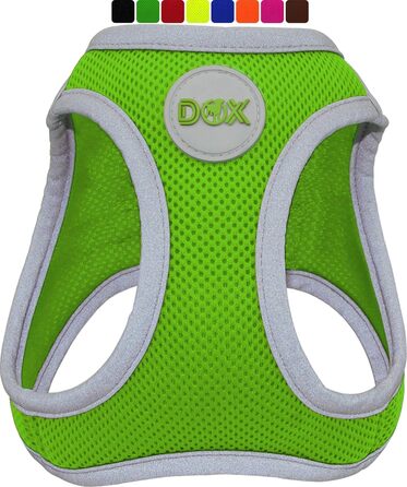 Шлейка для собак DDOXX відбиваюча Airmesh, регульована, для цуценят та собак всіх розмірів, XS, зелена (обхват грудей 28-33 см)