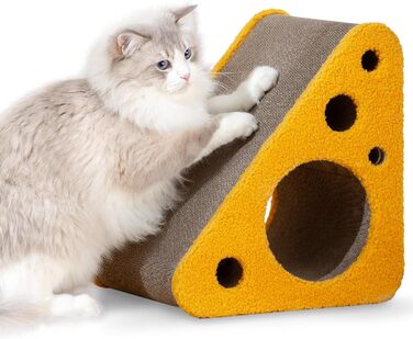 Котячий кігтеточка Pet JoJo для дому, 360° обертова, преміум картон, з дизайном сиру та кількома кутами для дряпання