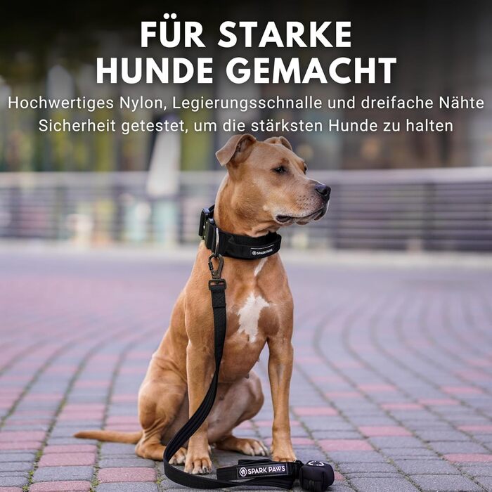 Тактичний нашийник для собак Spark Paws, міцний, преміум-якість, широкий 5 см, для великих і середніх порід, чорний