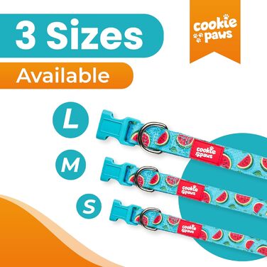 Нашийник і повідець для великих собак Cookie Paws, нейлоновий з м'яким неопреном, регульований, з швидкозастібкою, дихаючий, легкий у догляді, стильний дизайн «Кавун»
