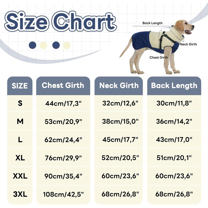 Теплий зимовий одяг для собак - водонепроникний жилет для маленьких собак, Marineblau (M)