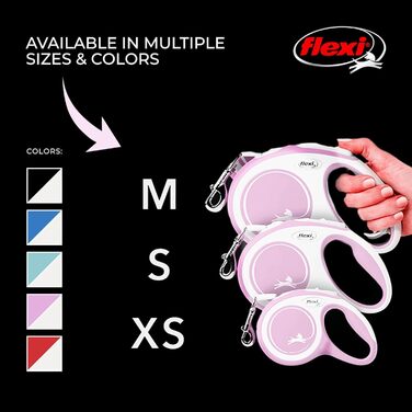 Висувна обплетенна повід для собак FLEXI New Comfort, 5 м, рожевий, розмір M (до 25 кг)