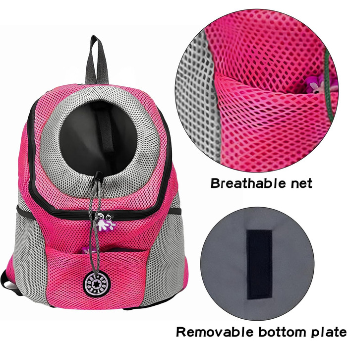 Рюкзак-переноска для собак і котів до 10 кг, рожевий: зручний для подорожей, прогулянок та хандерінгу