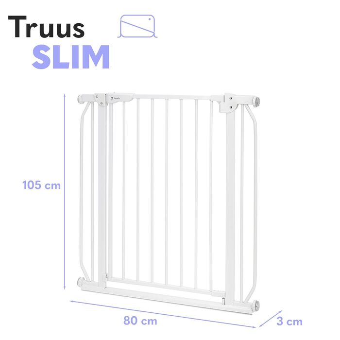 Захисні ворота LIONELO Truus Slim, регульована ширина 75-105 см, висота 77 см, самозачинення, відкривання в обидві сторони, округлені краї