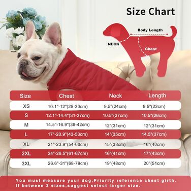 Тепла куртка для собак JoyDaog з флісовою підкладкою, 2 шари, для зими та холодної погоди, м'яка, вітронепроникна (XS, червона)