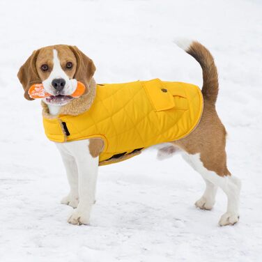 Зимовий теплий одяг для собак CITE TOILE - куртка з флісу для собак, з отвором для шлейки, жовта (M)
