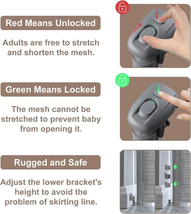 Захисний бар'єр для дитячих воріт Treppenschutzgitter, розтягуваний 0-180 см, сірий, 86x180 см
