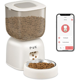 Автоматична годівниця для котів PUPPY KITTY з Wi-Fi, додатком, 2,4G, нержавіюча чаша, 10 порцій, легке очищення, запис голосу, біла